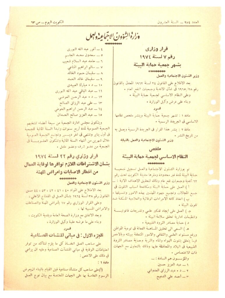 وثيقة إشهار الجمعية عام 1974